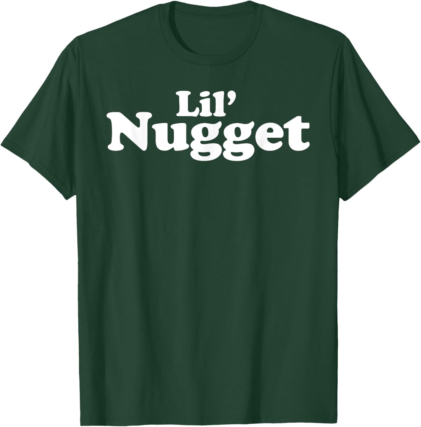 Miftees Chicken Nugget Lil' Nugget Black -Adults Small Classic Fit Letter Print T-Shirt - T-Shirt | Forest