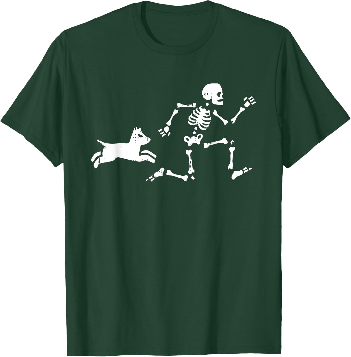 Skeleton Running Halloween Costume Funny Dog Skull T-Shirt - T-Shirt | Forest