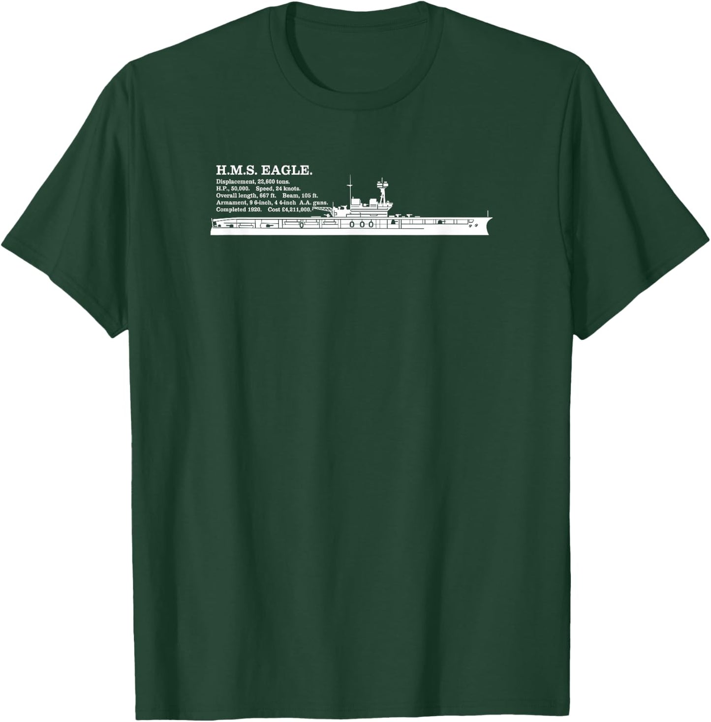 HMS Eagle British WW2 Aircraft Carrier Infographic T-Shirt - T-Shirt | Forest