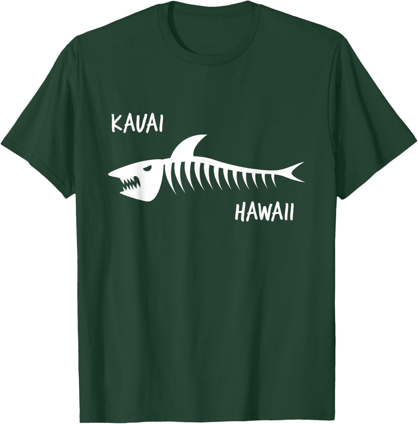 Kauai Hawaii Shark Skeleton White Print T-Shirt - T-Shirt | Forest