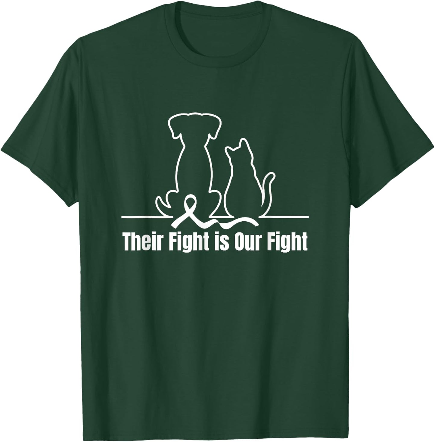 Their Fight is Our Fight Canine Dog Cat Pet Cancer Awareness Women T-Shirt - T-Shirt | Forest