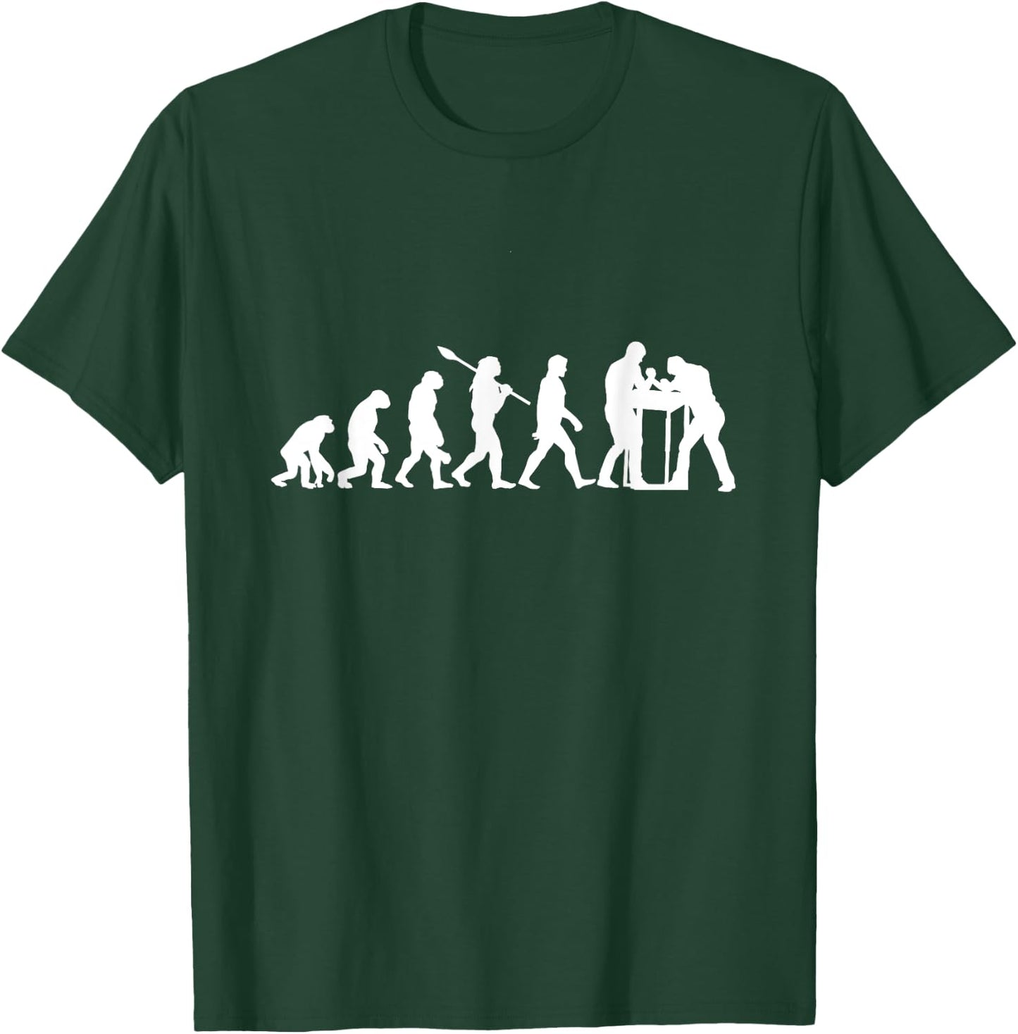 Funny Arm Wrestling Gift Arm Wrestling Evolution - Black, -Adults, Short Sleeve, , Small, Modern, Black T-Shirt - T-Shirt | Forest