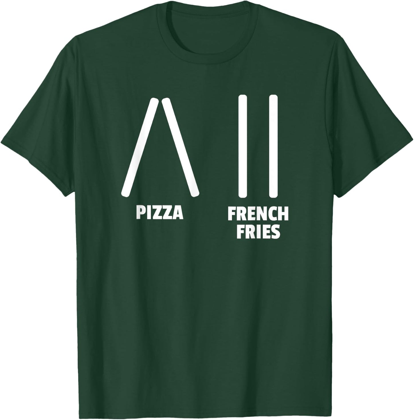 Funny Pizza & French Fries Ski Instructor or Skier Gift T-Shirt - T-Shirt | Forest