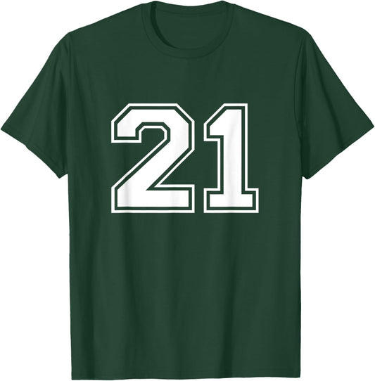 21 Sports Number Fan Best Player Numbers Game Winner Lucky T-Shirt - T-Shirt | Forest