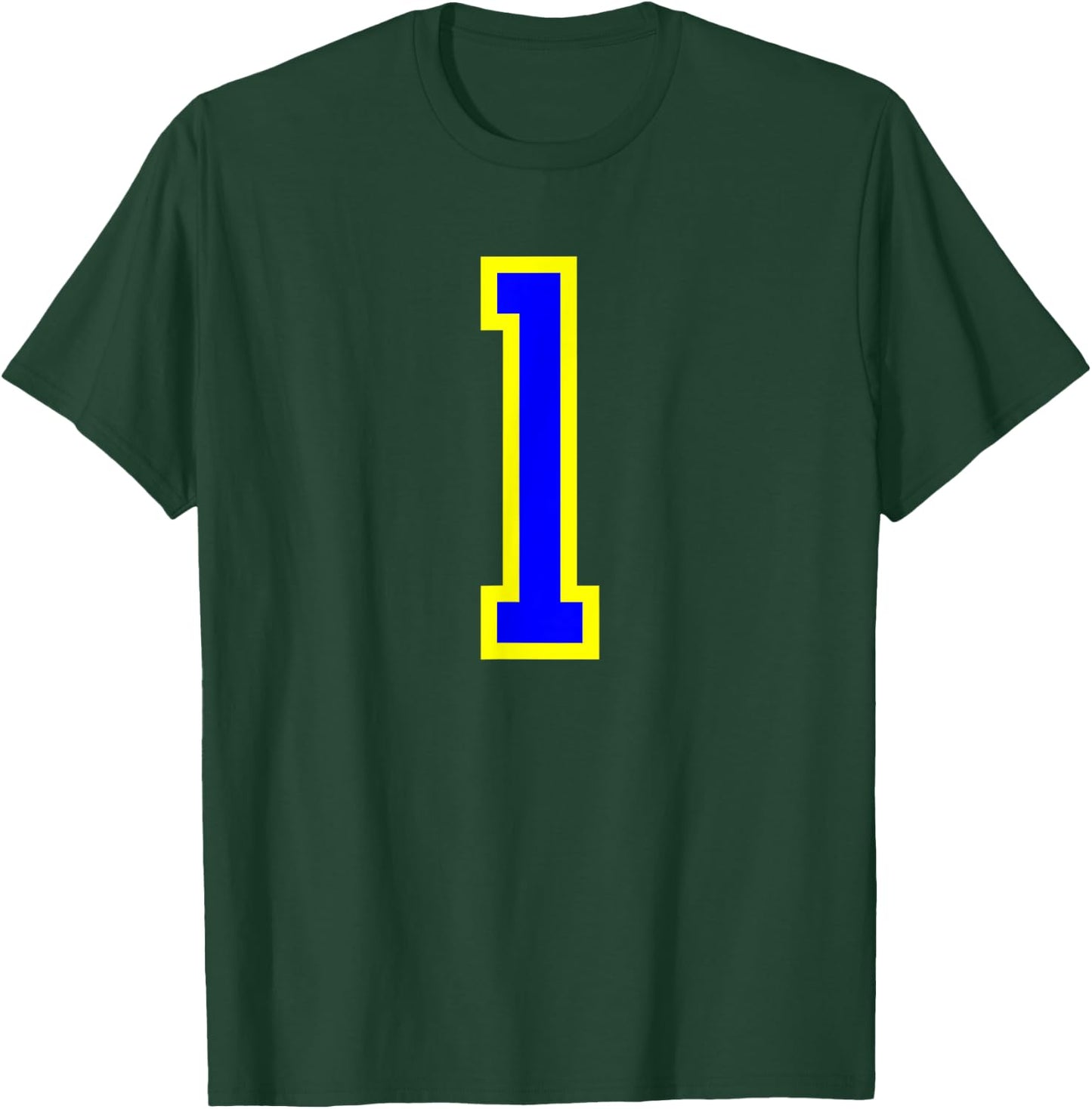 Jersey Number 1 Blue Yellow Birthday Sports Number 1 T-Shirt - T-Shirt | Forest