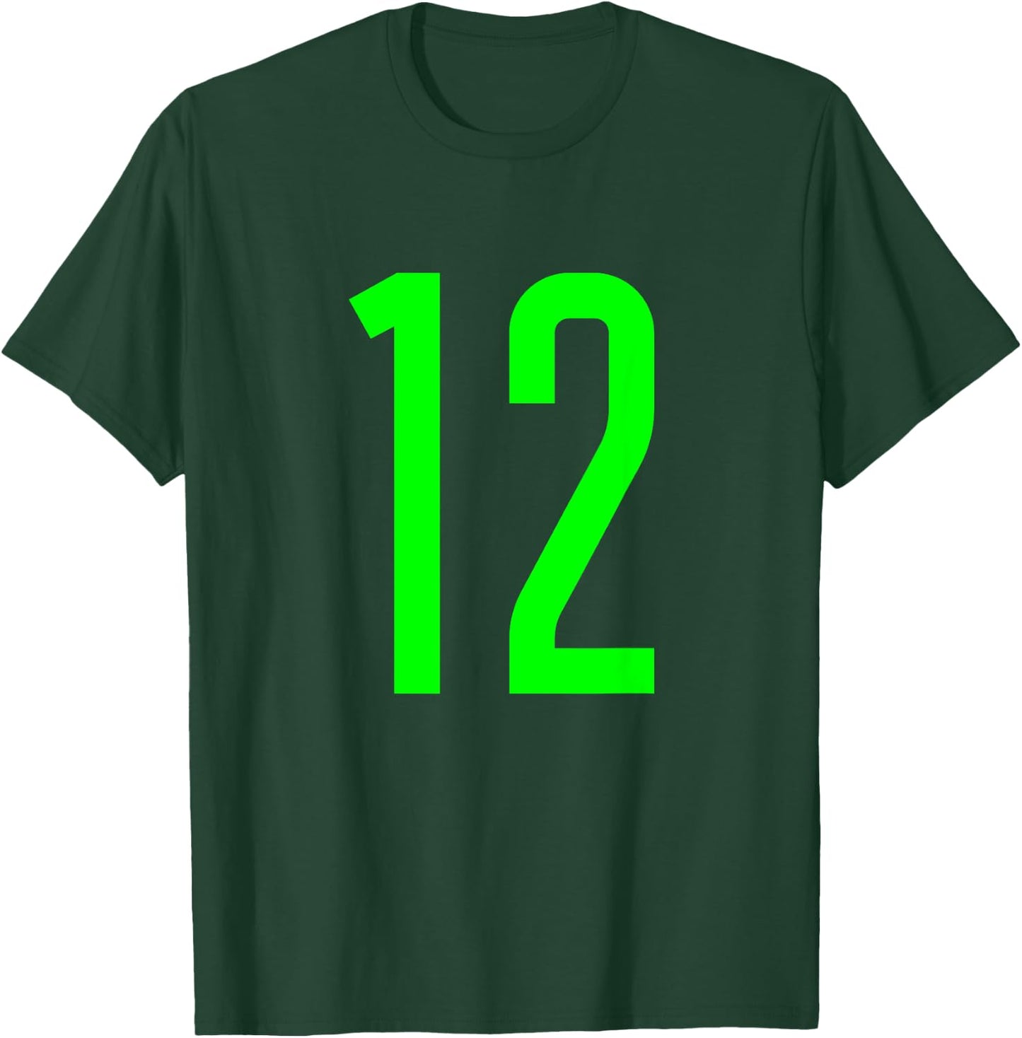 All Sports Fan Favorite Green Number #12 Jersey T-Shirt - T-Shirt | Forest