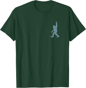 Funny Bigfoot Sasquatch Peace Sign Big Foot Squatch Pocket T-Shirt - T-Shirt | Forest