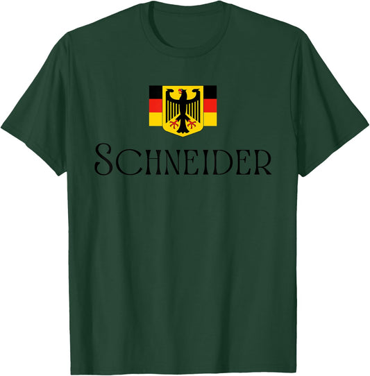 Schneider Surname German Family Name Heraldic Eagle Flag T-Shirt - T-Shirt | Forest