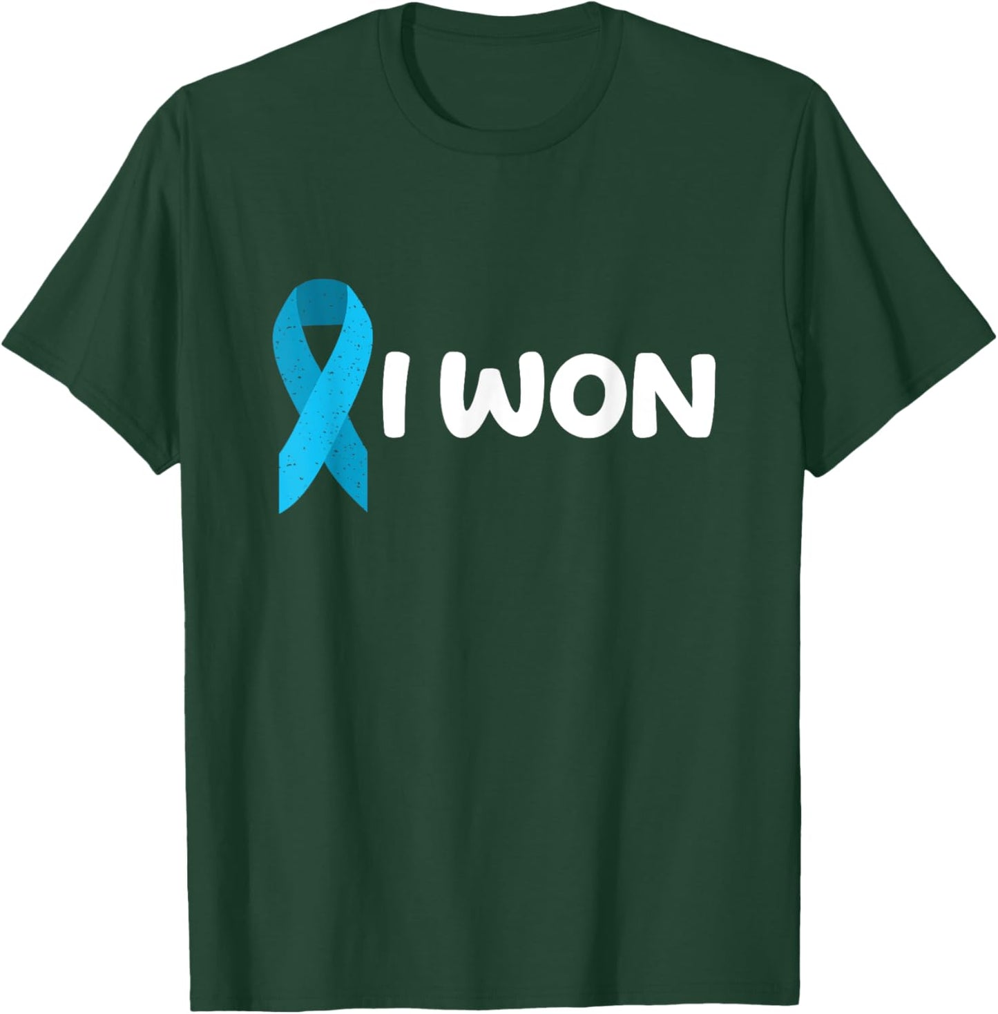 I Won! Colon Cancer survivor. Blue color ribbon T-Shirt - T-Shirt | Forest