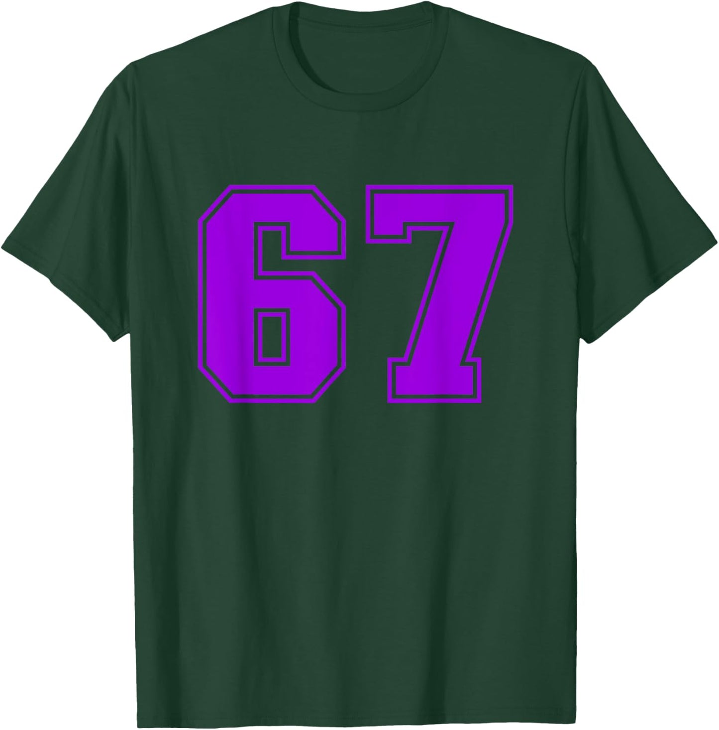 Number #67 Purple Sports Team Varsity Number T-Shirt - T-Shirt | Forest
