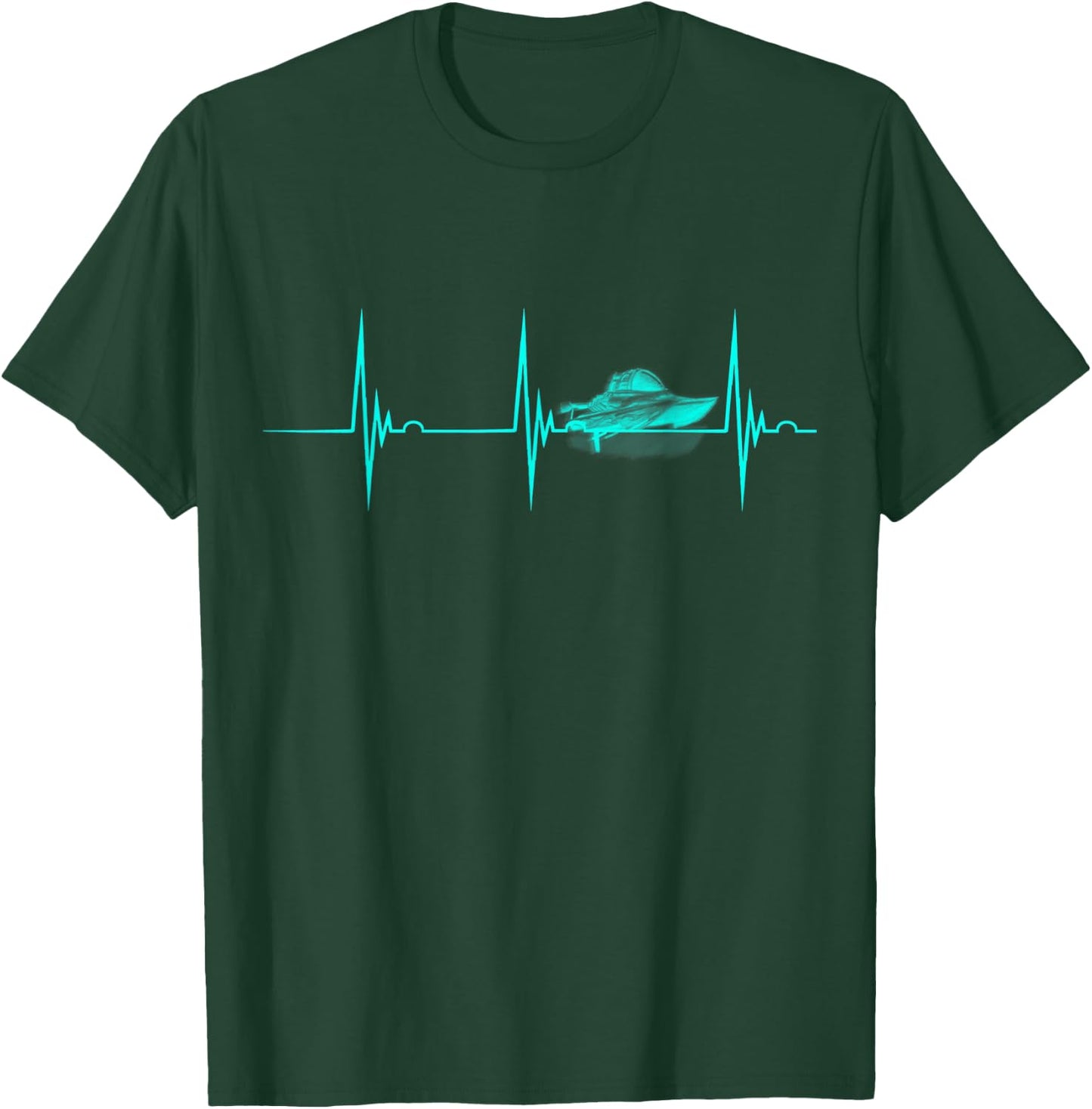 Motor Boating Boater Drag Boat Racing Heartbeat EKG Pulse T-Shirt - T-Shirt | Forest