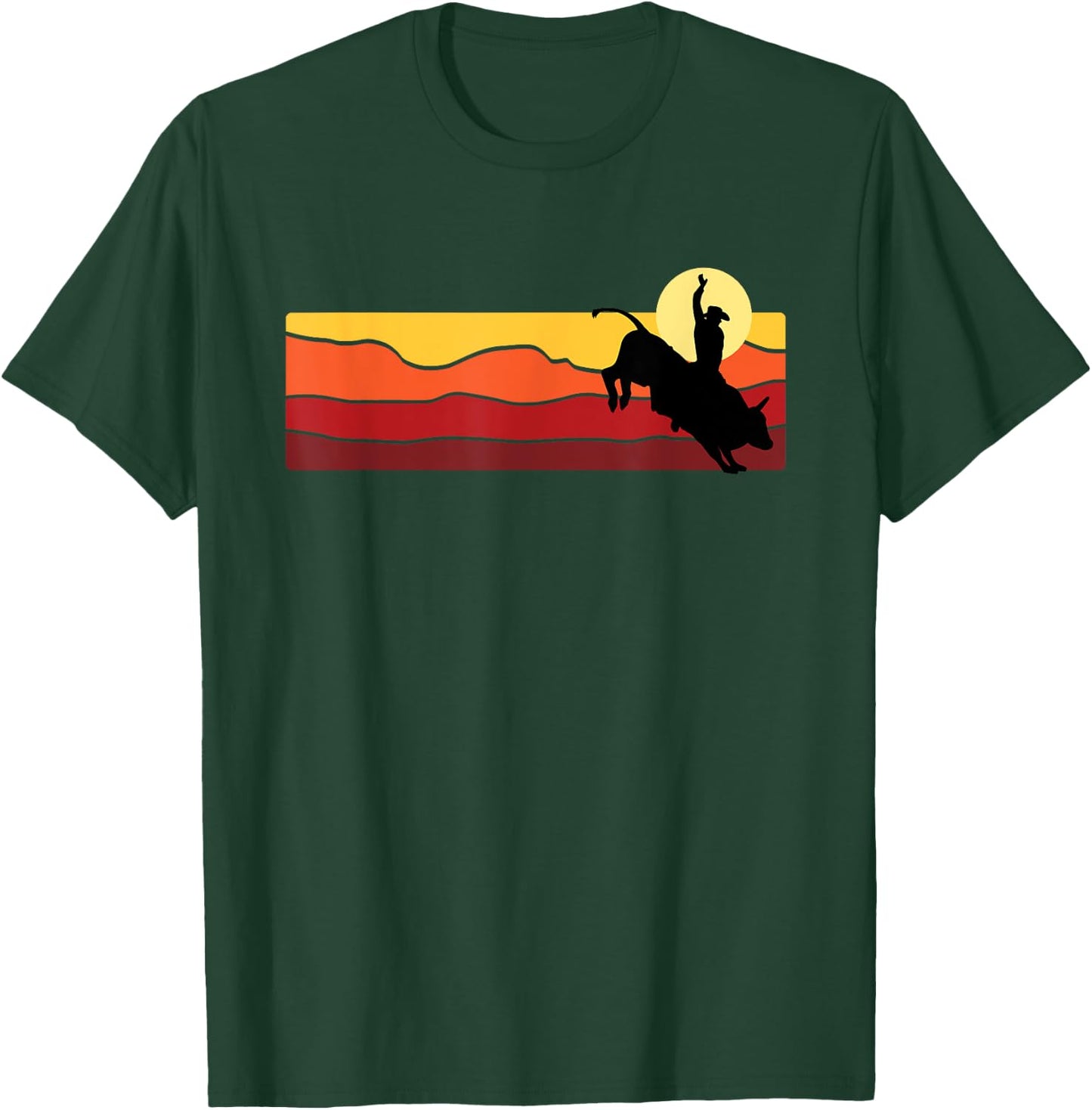 Bull Riding Rodeo Cowboy Country Western Retro T-Shirt - T-Shirt | Forest
