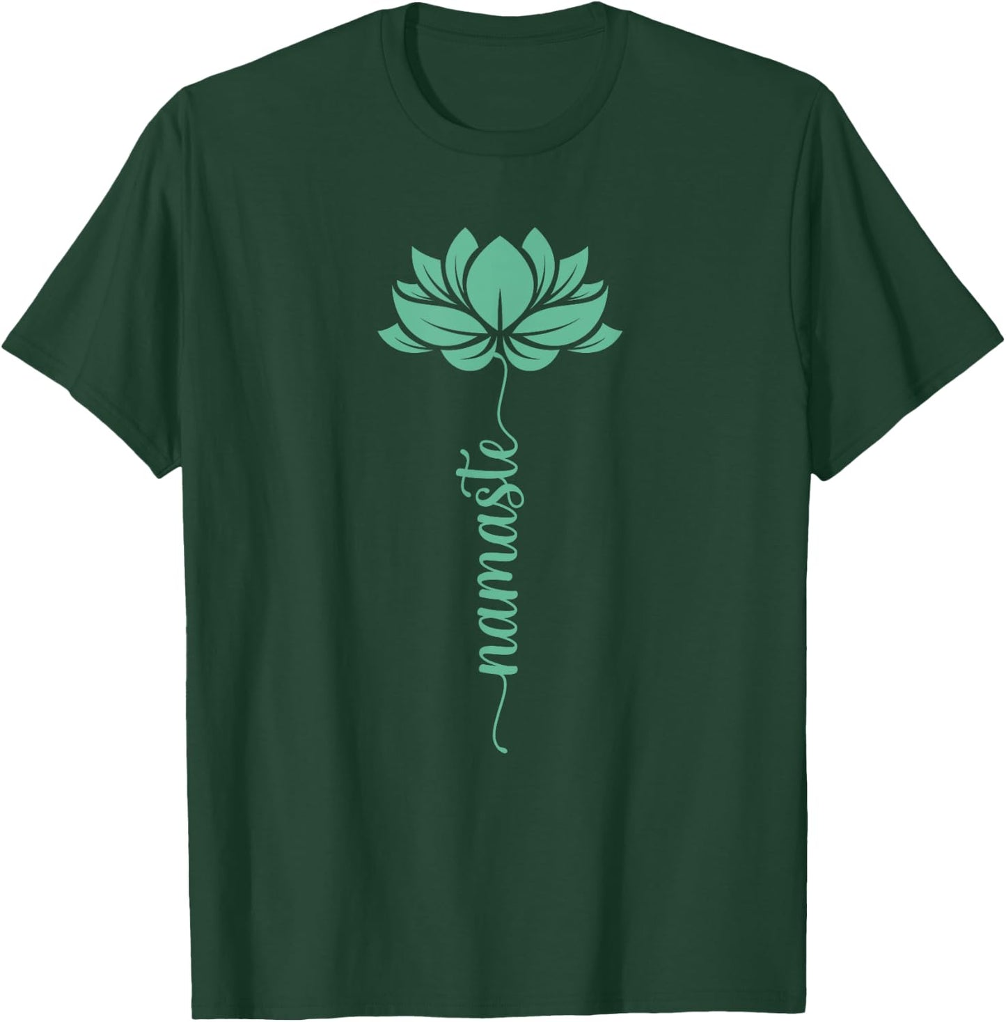 Namaste Yoga Lotus Flower Minimal Mint Green New Age Flower T-Shirt - T-Shirt | Forest