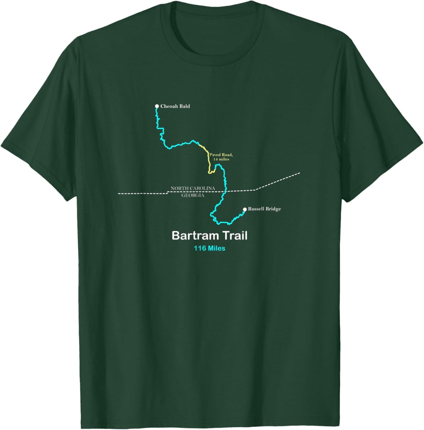 Route Map of the Bartram Trail in North Carolina and Georgia T-Shirt - T-Shirt | Forest