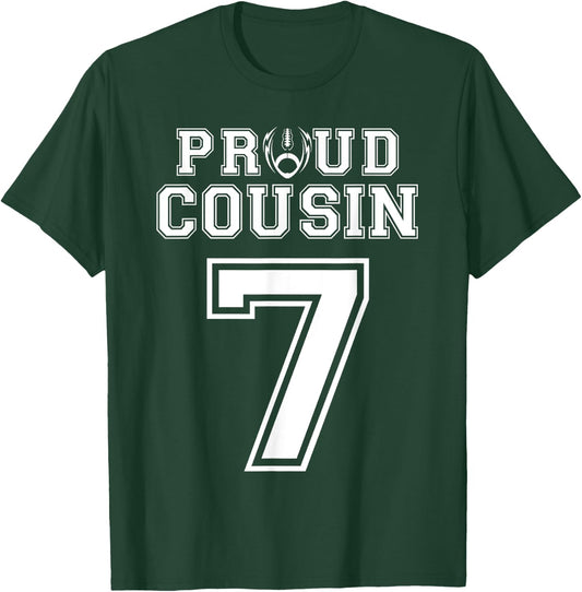 Custom Proud Football Cousin Number 7 Personalized T-Shirt - T-Shirt | Forest