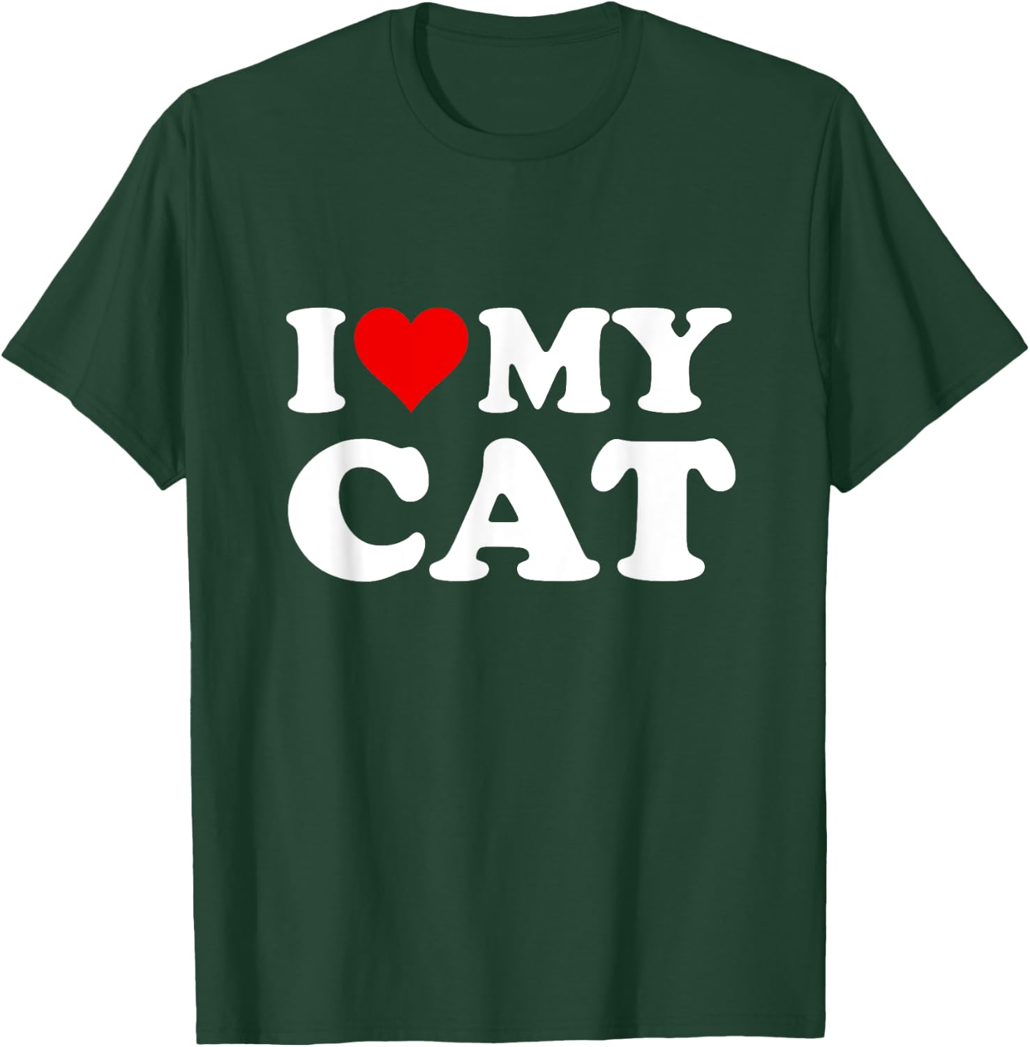 Red Heart I Love My Cat Men Women Girls Kids T-Shirt - T-Shirt | Forest