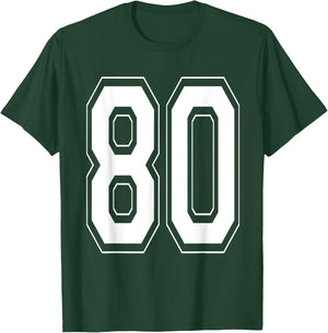 Number 80 Baseball Football Soccer Numbered Jersey T-Shirt - T-Shirt | Forest