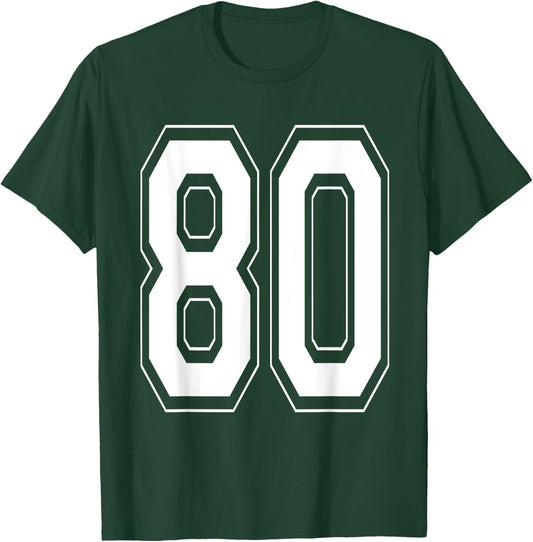 Number 80 Baseball Football Soccer Numbered Jersey T-Shirt - T-Shirt | Forest