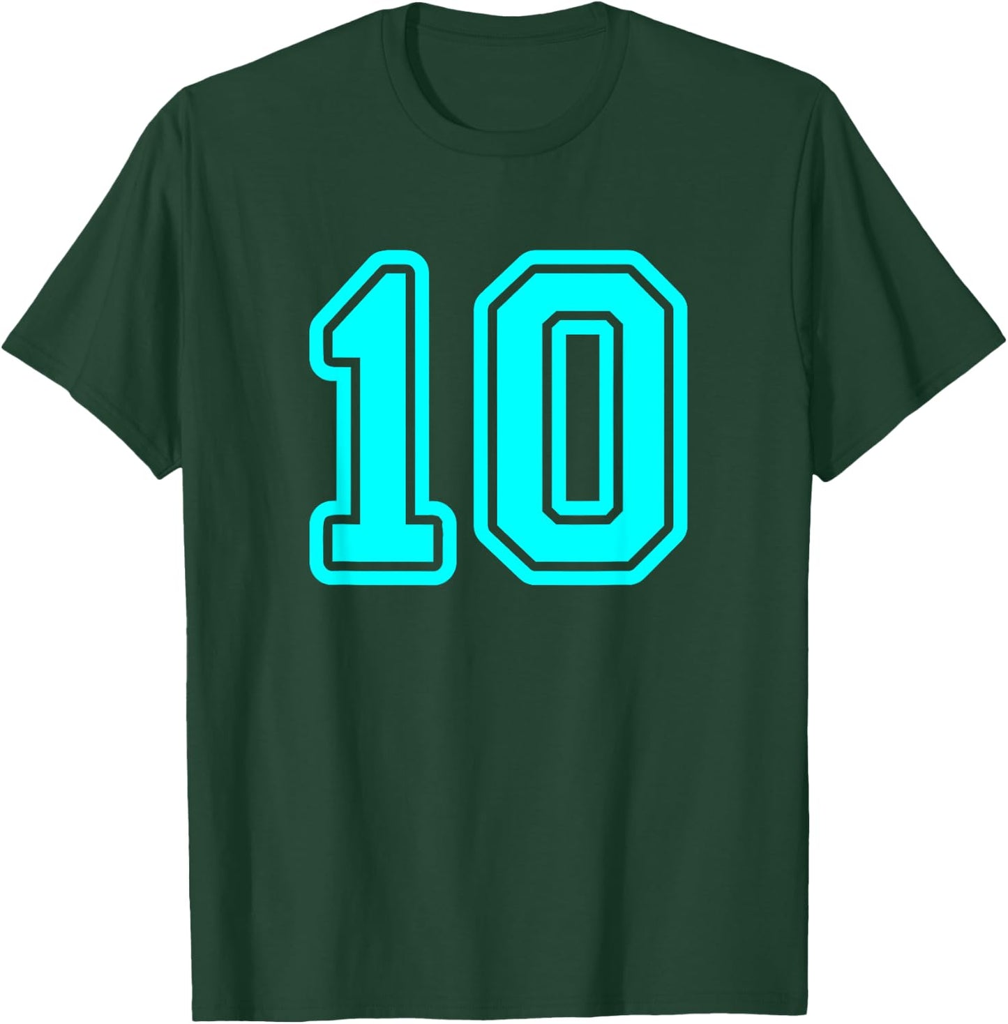 Jersey #10 Cyan Sports Team Player Fan Jersey Number 10 T-Shirt - T-Shirt | Forest
