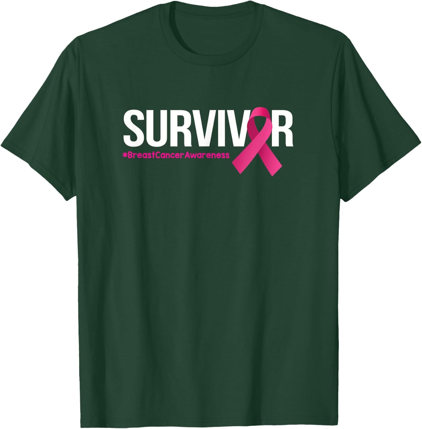Survivor Breast Cancer Awareness Month Pink Ribbon T-Shirt - T-Shirt | Forest