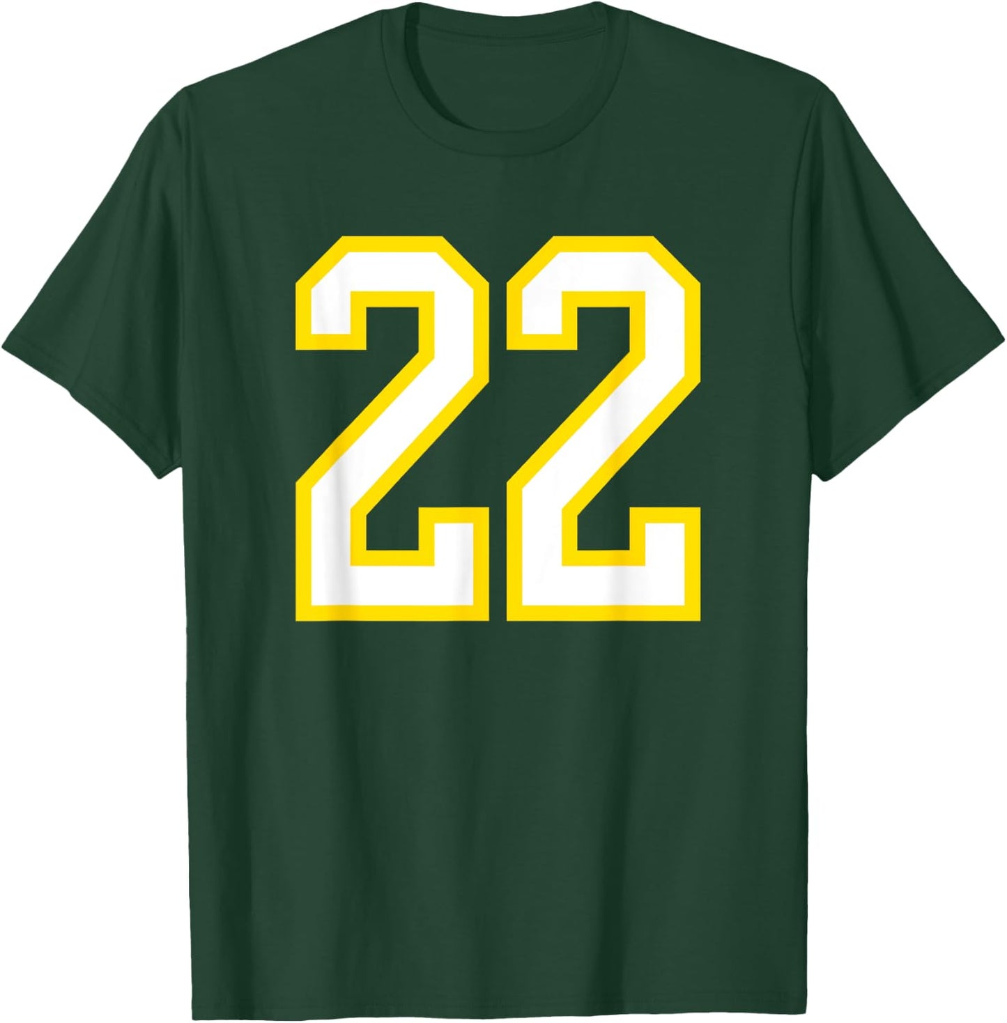 Number #22 Sport Yellow White Varsity Number 22 T-Shirt - T-Shirt | Forest