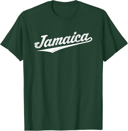 Jamaica Sports Cursive Script Retro Jamaican Souvenir T-Shirt - T-Shirt | Forest