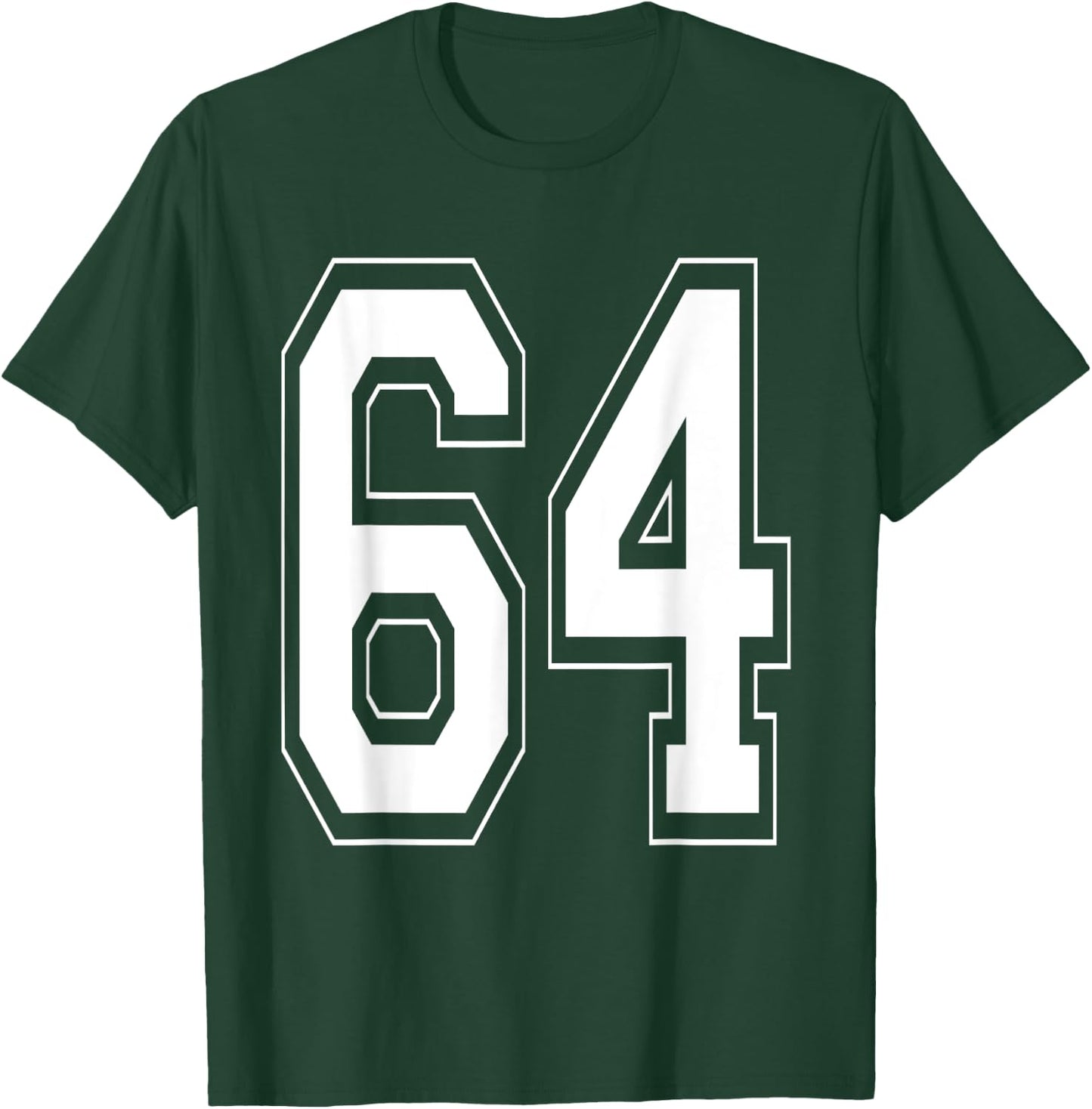 Number 64 Baseball Football Soccer Numbered Jersey T-Shirt - T-Shirt | Forest