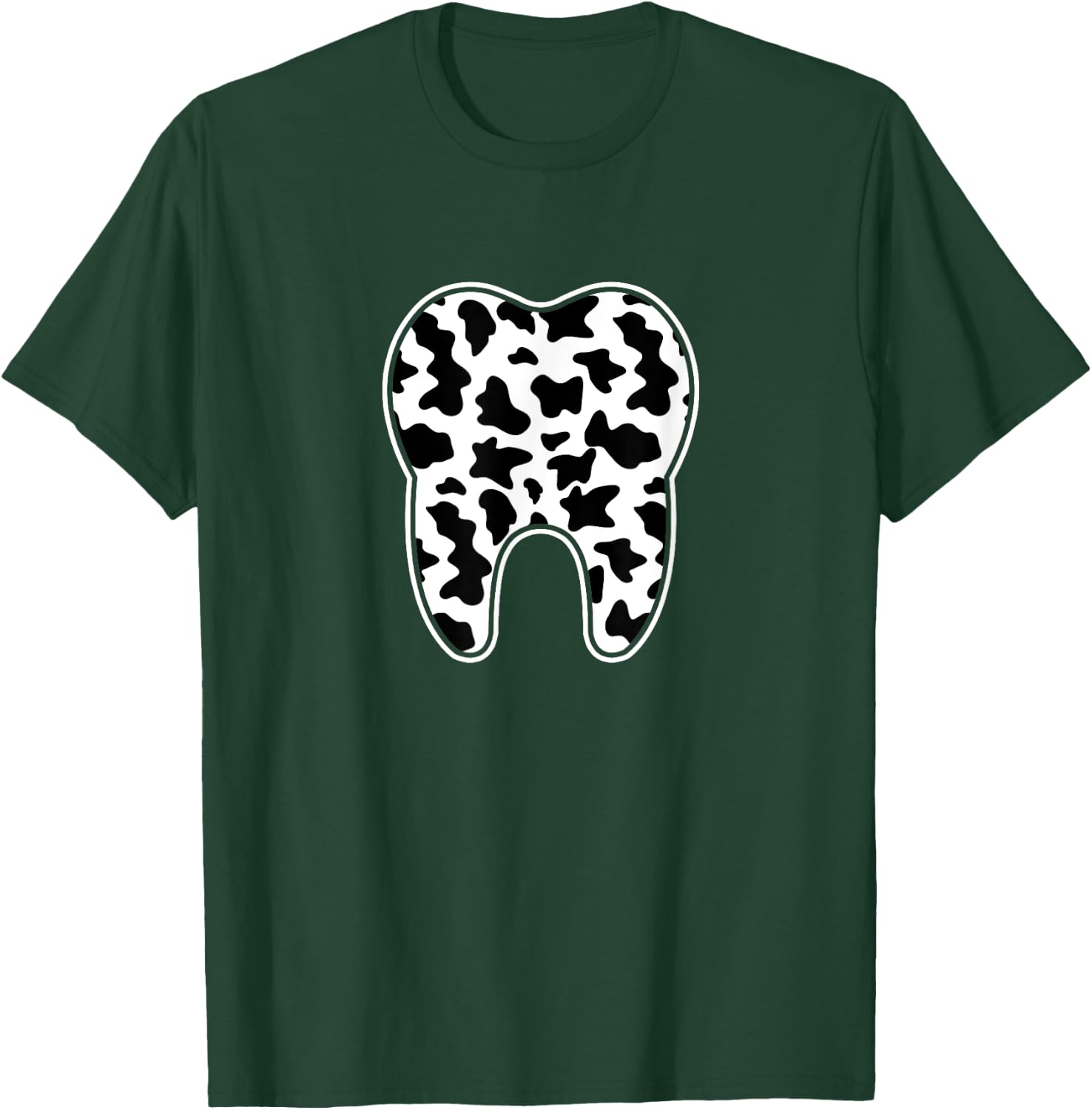 Cute Tooth Cow Print Dentist Dental hygienist Women T-Shirt - T-Shirt | Forest