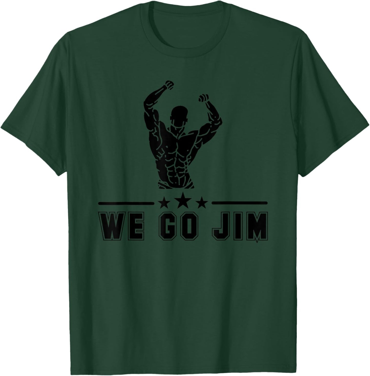 We Go Jim Workout Retro Flexing Gym T-Shirt - T-Shirt | Forest
