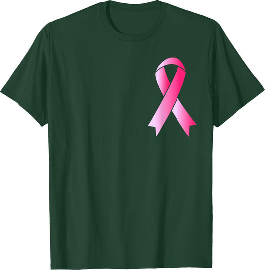 Back The Pink Ribbon Flag Breast Cancer Awareness Warrior T-Shirt - T-Shirt | Forest