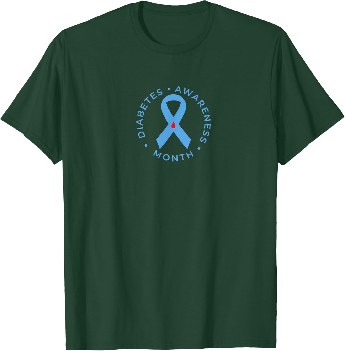 Diabetes Awareness Month Diabetic Blue Love Ribbon T1D T2D T-Shirt - T-Shirt | Forest