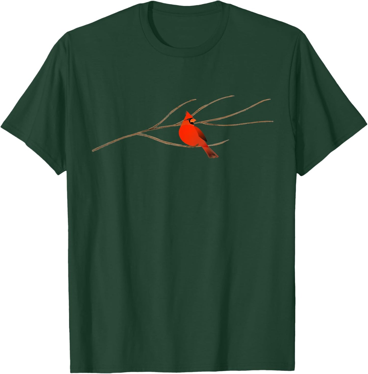 Red Cardinal Bird on a Branch T-Shirt - T-Shirt | Forest