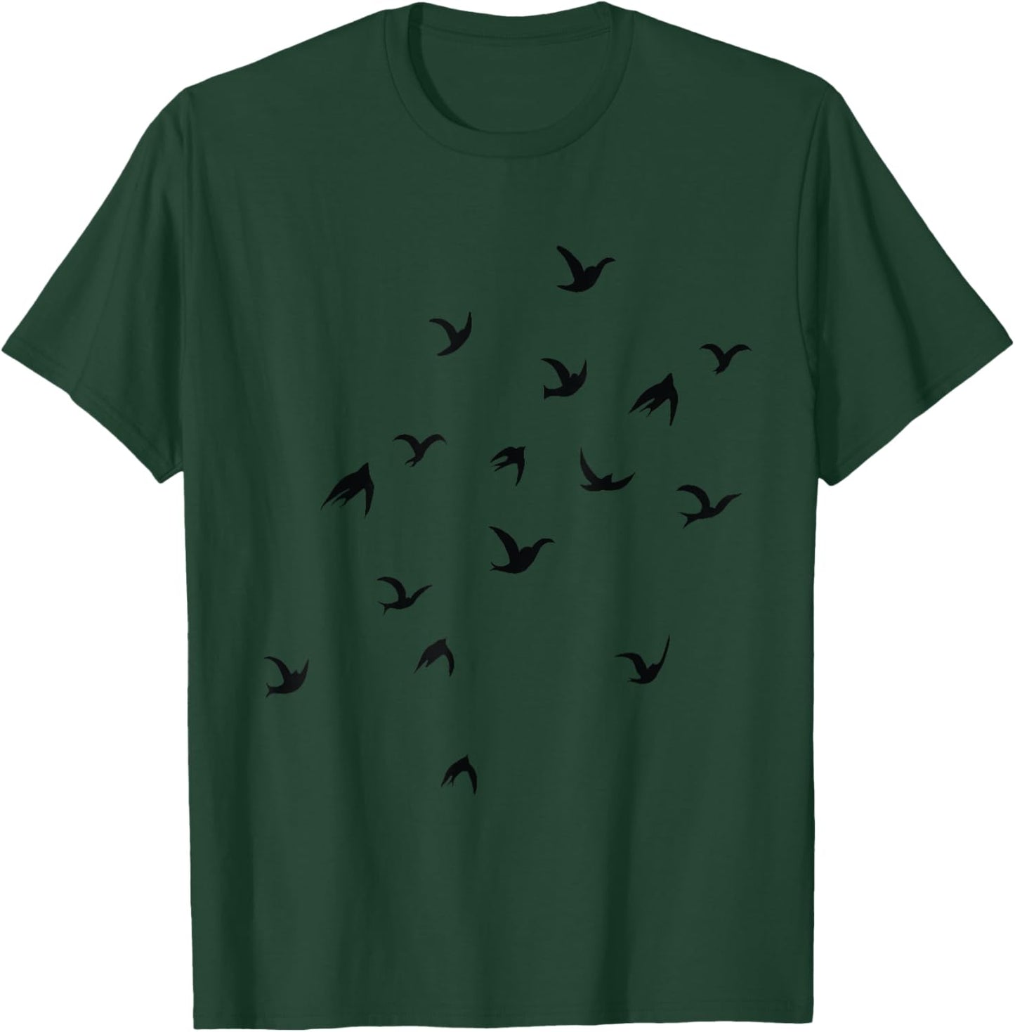 Flying Birds Silhouette In Black T-Shirt - T-Shirt | Forest