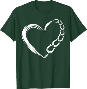 Farm Farmer Horseshoe Heart Pony Horse Riding Horse Lover T-Shirt - T-Shirt | Forest