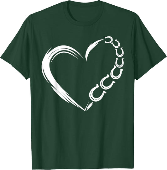 Farm Farmer Horseshoe Heart Pony Horse Riding Horse Lover T-Shirt - T-Shirt | Forest