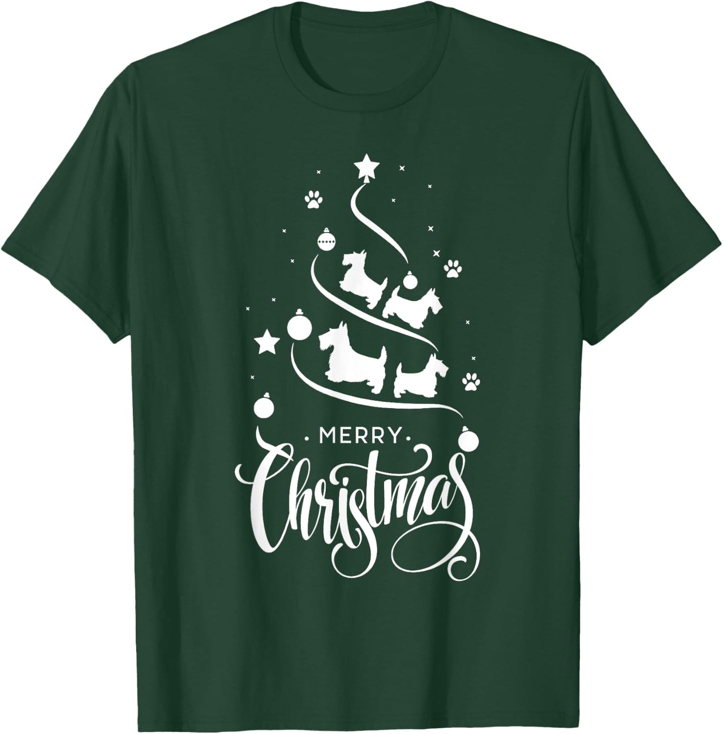 Scottish Terrier Dog Owners Gifts Christmas Tree Dog Lovers T-Shirt - T-Shirt | Forest