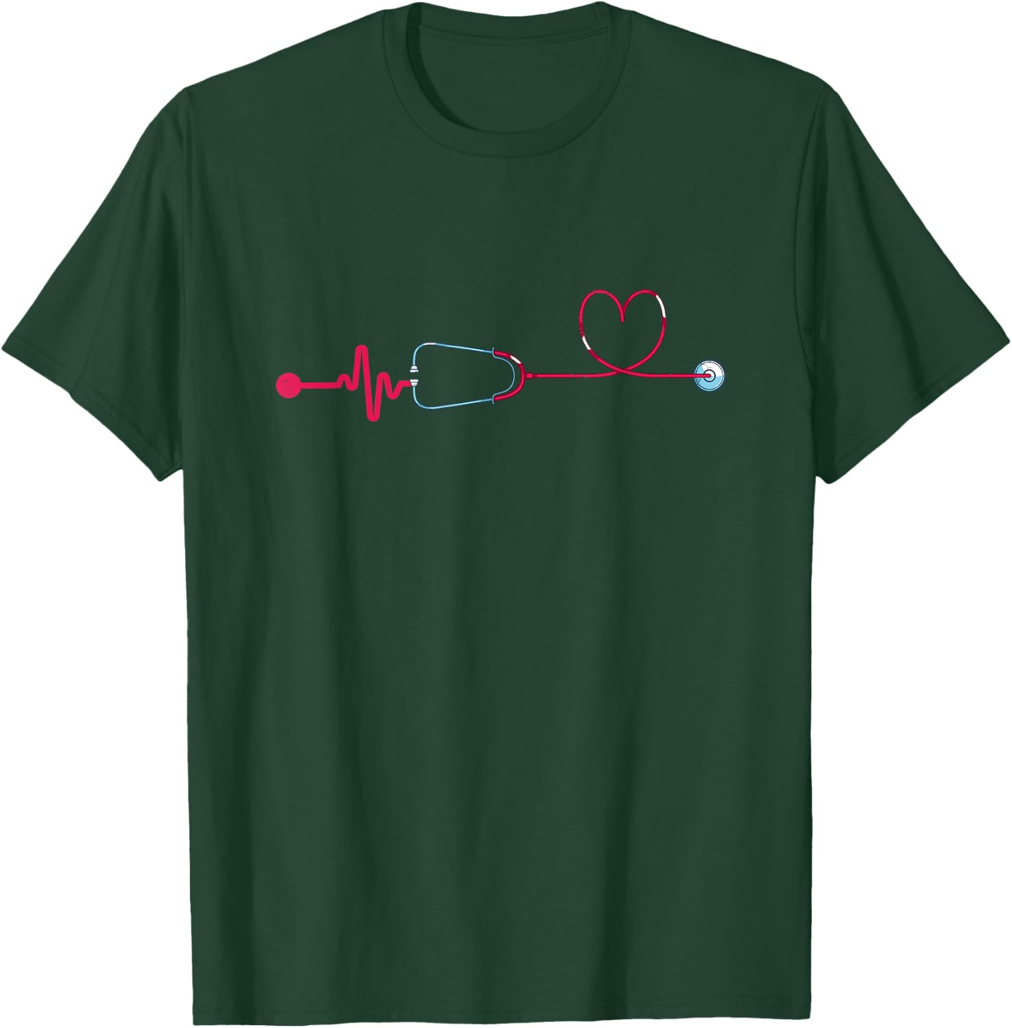 Medical Nursing Heart Stethoscope Heartbeat Nursery Nurse T-Shirt - T-Shirt | Forest