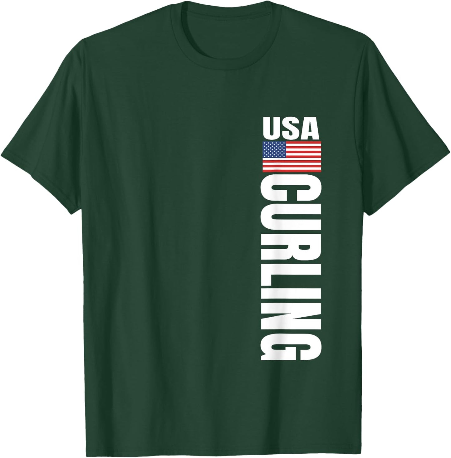 Curling USA Team American Flag Rink Women Men T-Shirt - T-Shirt | Forest