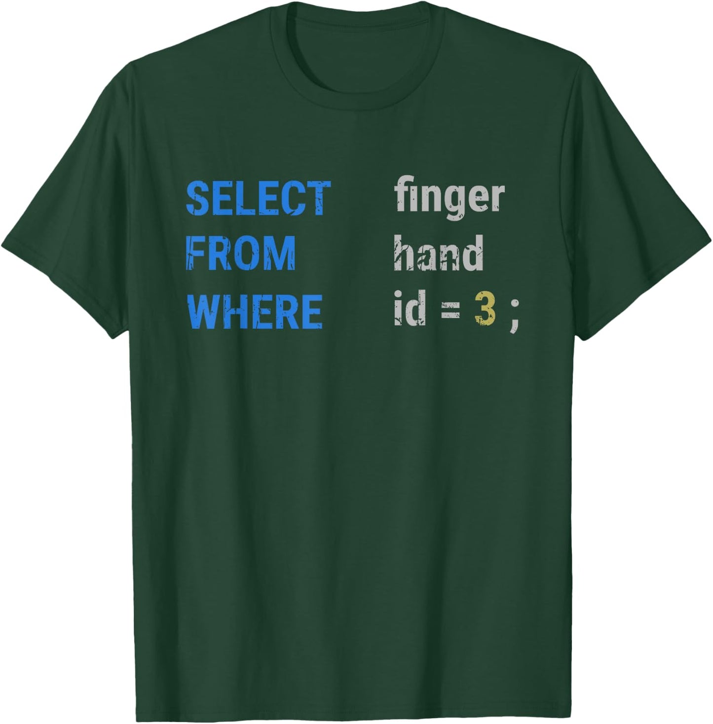 Select finger From hand Where id = 3; - Programming T-Shirt - T-Shirt | Forest