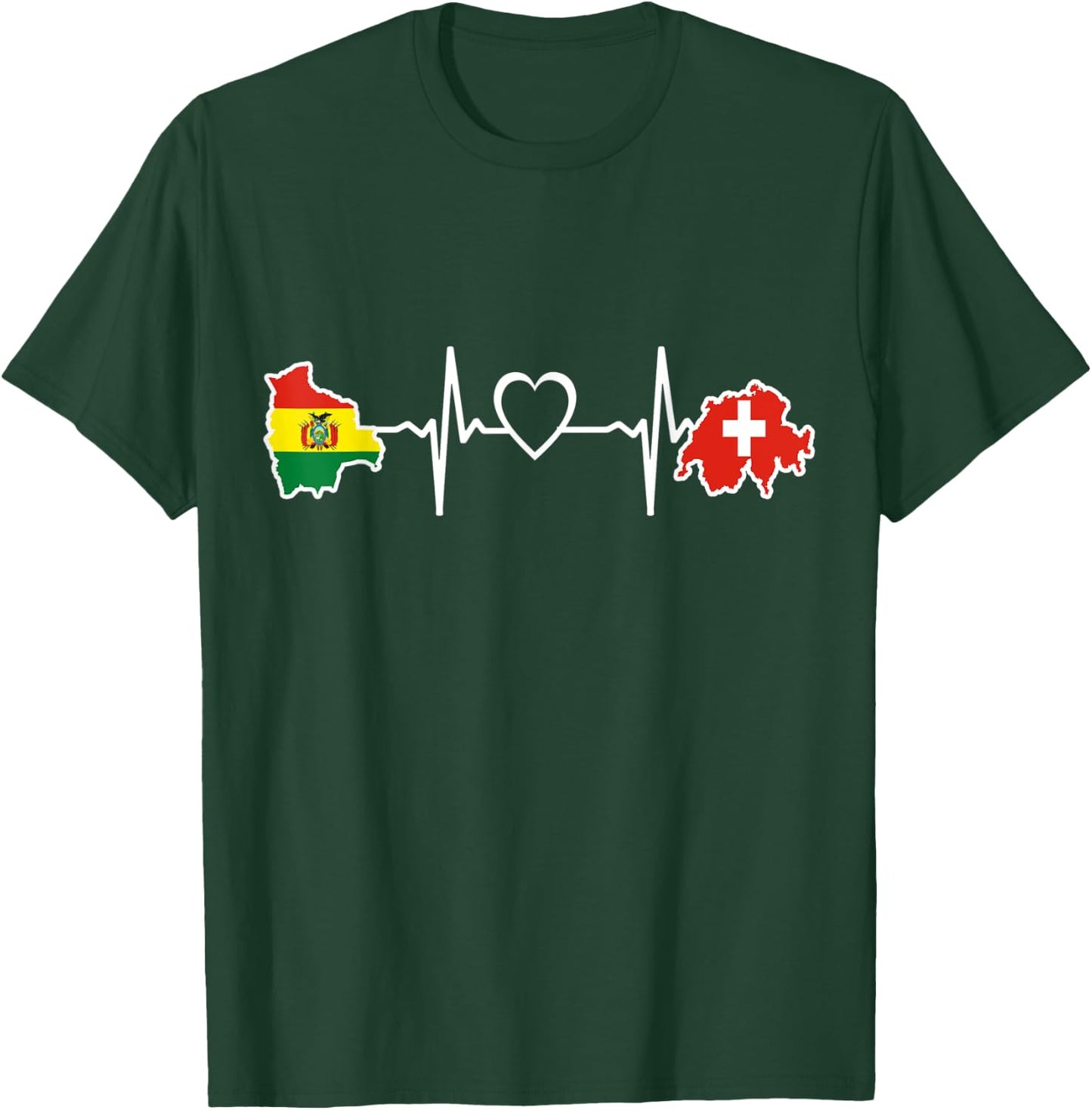 Switzerland Bolivia Flag Swiss Bolivian Heartbeat T-Shirt - T-Shirt | Forest