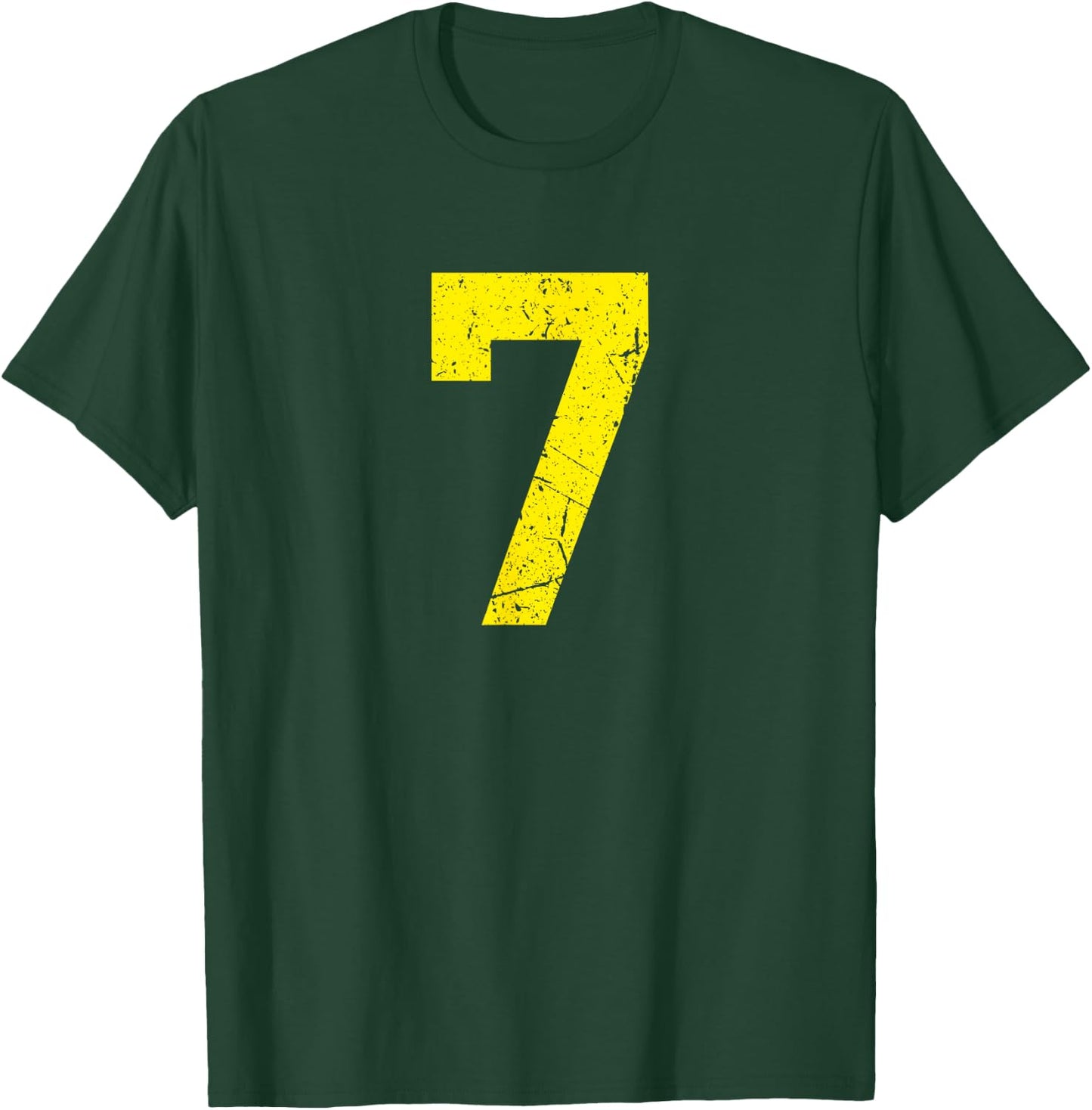 Number #7 Yellow Vintage Sport Varsity Number T-Shirt - T-Shirt | Forest