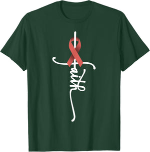 Uterine Cancer Faith Endometrial Cancer Awareness Support T-Shirt - T-Shirt | Forest