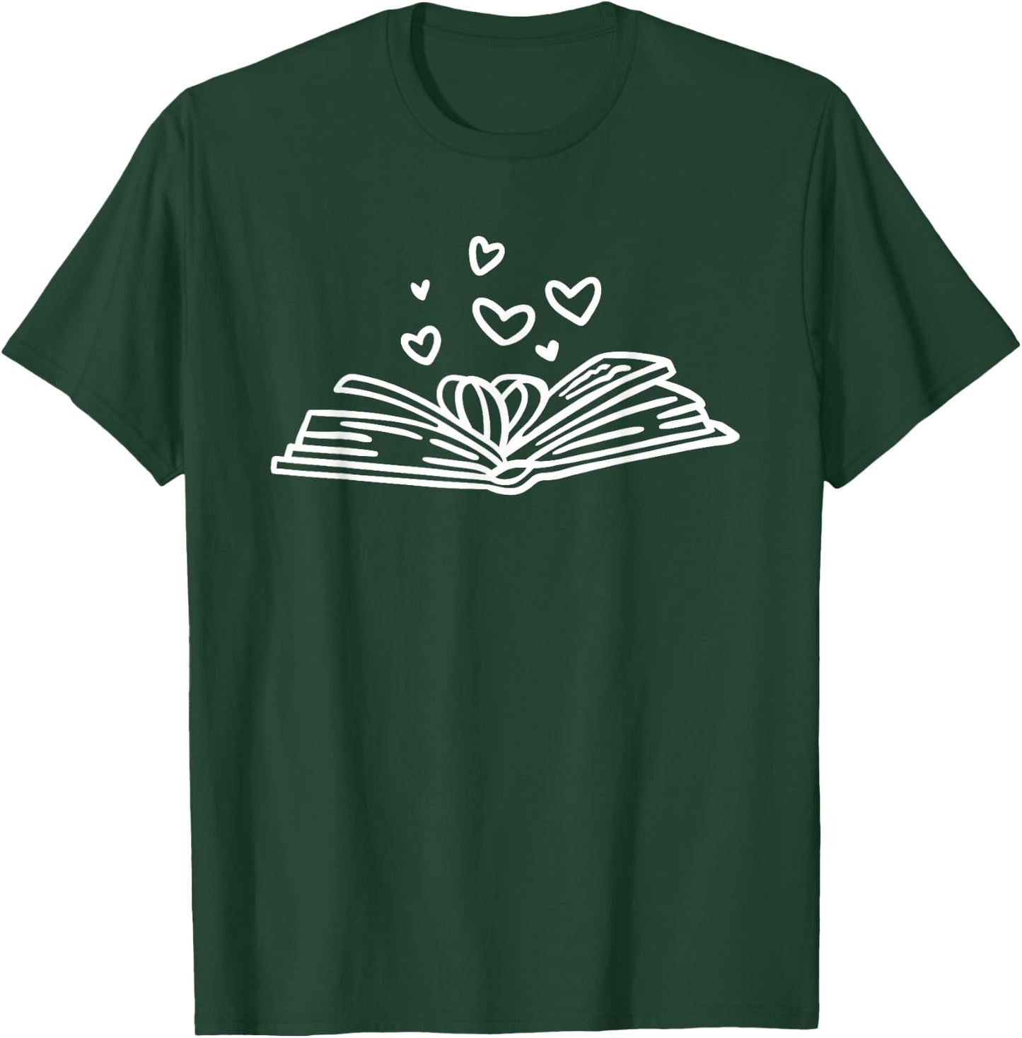 Book Lover Open Book Reading Books Hearts Book T-Shirt - T-Shirt | Forest