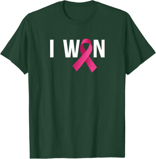 I Won Breast Cancer Awareness Month Pink Ribbon T-Shirt - T-Shirt | Forest
