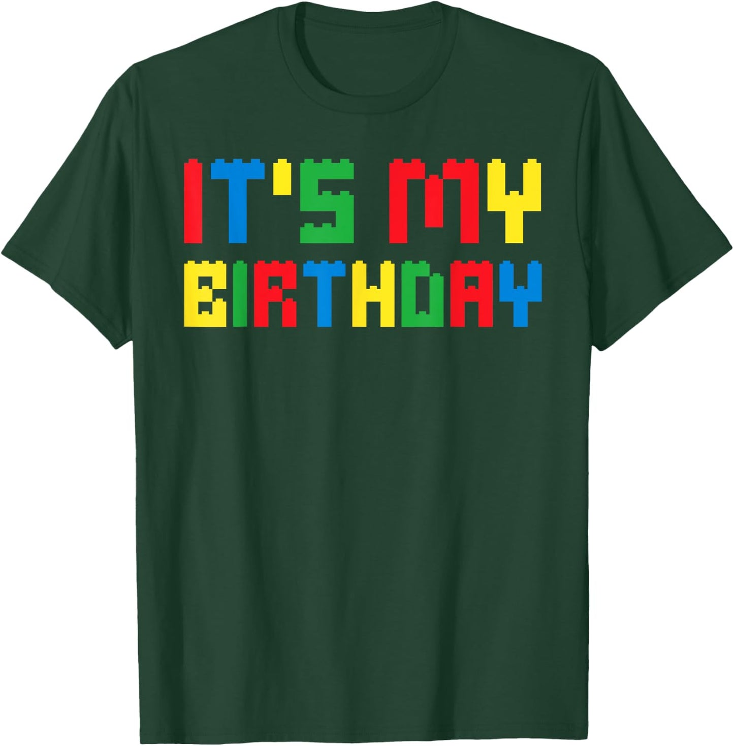 Cute It's My Birthday Shirt for Block Building Boys Kids T-Shirt - T-Shirt | Forest