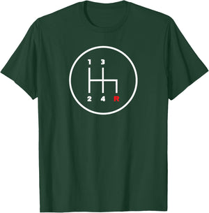 Car Manual Gear Shifter Knob Pattern Icon (4 Speed) T-Shirt - T-Shirt | Forest