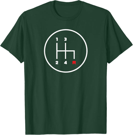 Car Manual Gear Shifter Knob Pattern Icon (4 Speed) T-Shirt - T-Shirt | Forest