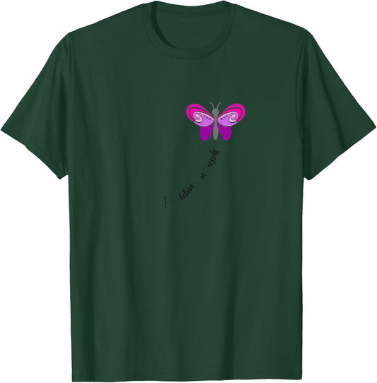 I believe in Myself wording carried by a Pink Butterfly T-Shirt - T-Shirt | Forest