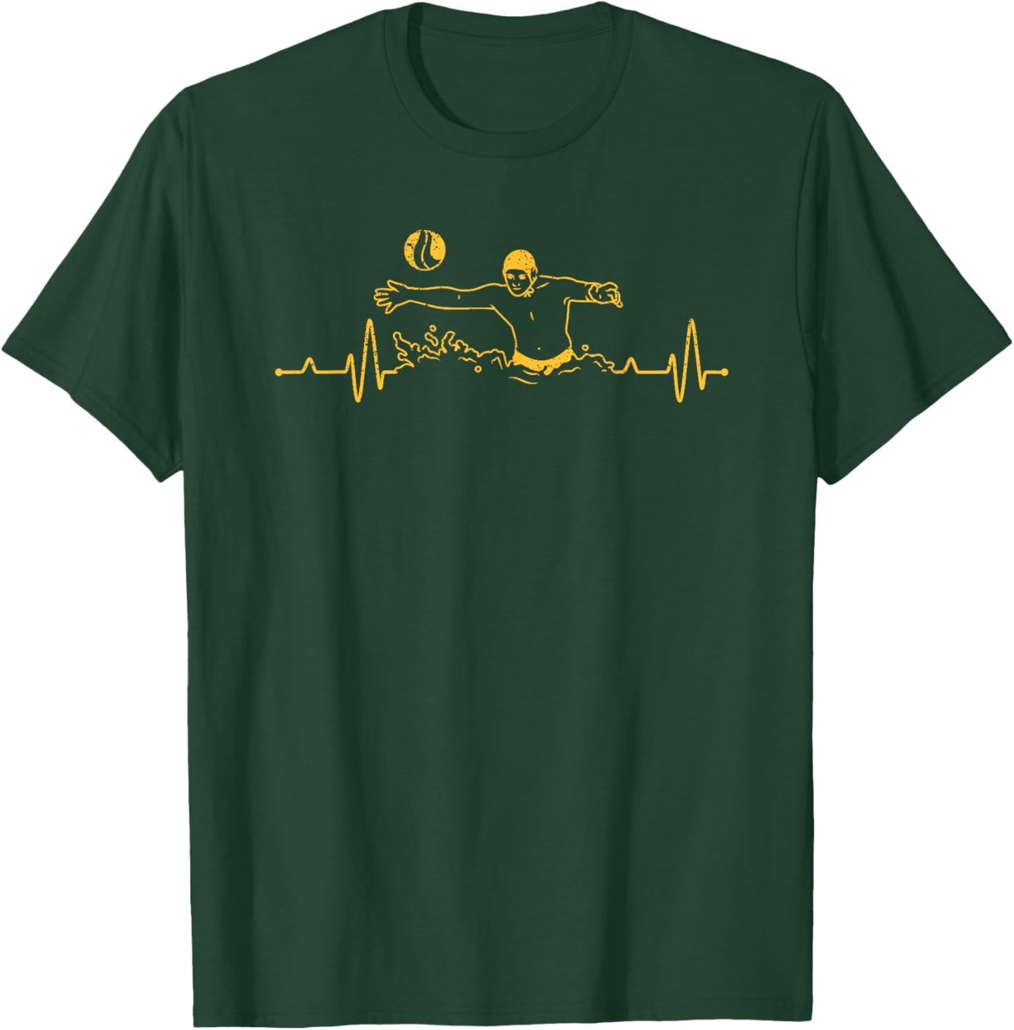 Water Polo Heartbeat Goalie Pulse Athlete Team Sport Lover T-Shirt - T-Shirt | Forest