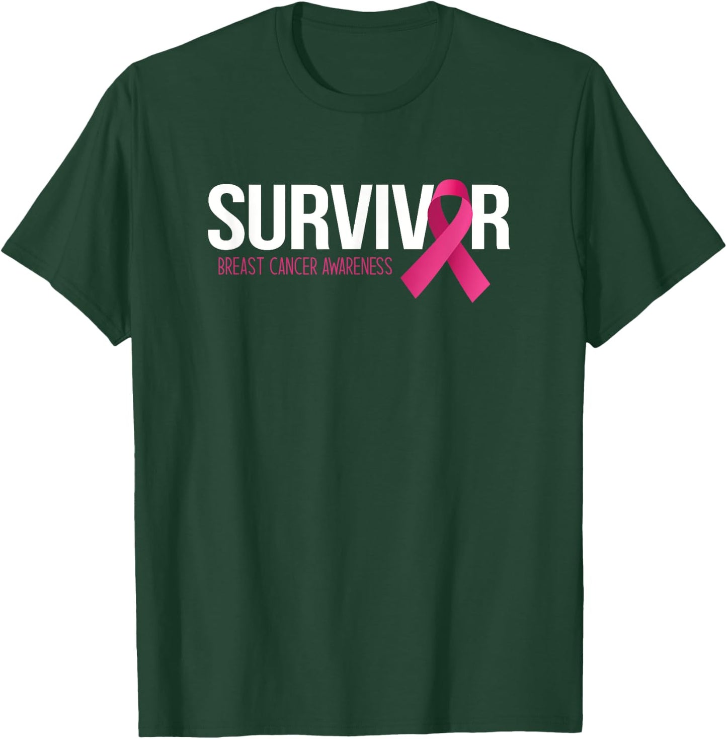 Survivor Breast Cancer Awareness Month Pink Ribbon T-Shirt - T-Shirt | Forest